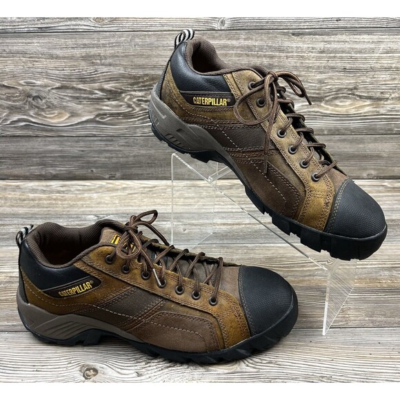 Caterpillar Men Argon Composite Toe Work Shoe Work Boots Brown Leather Men's 12W - Picture 1 of 14